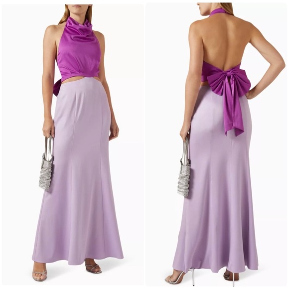 Elliatt Dresses & Skirts - Elliatt | Halter Neck Back Bow Avril Maxi Dress Gown Lilac & Orchid | S